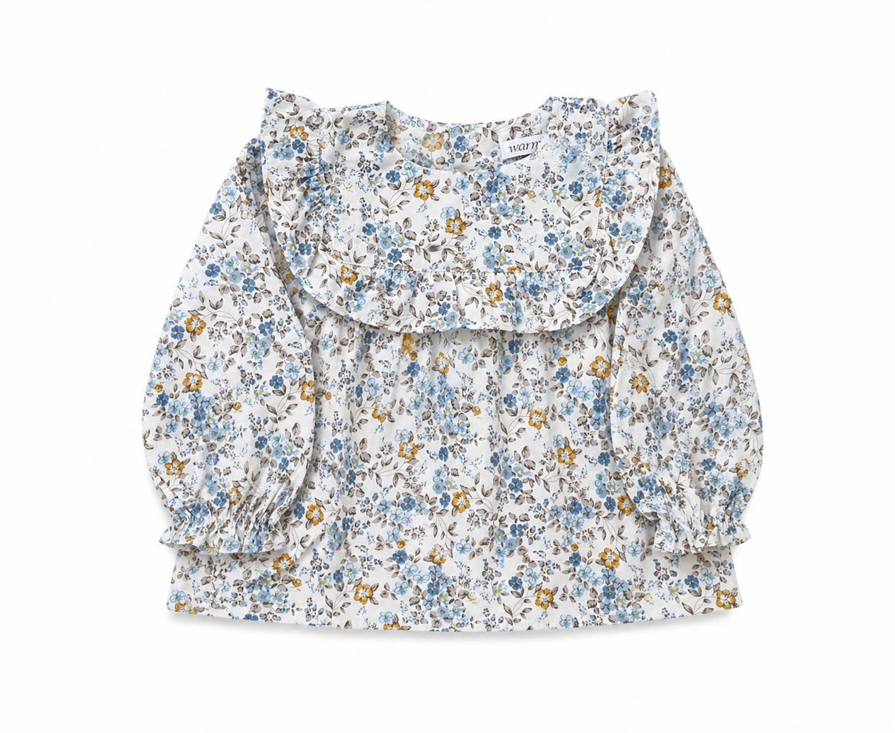 Warmi Blusa Martina Flores Celeste y Cocoa