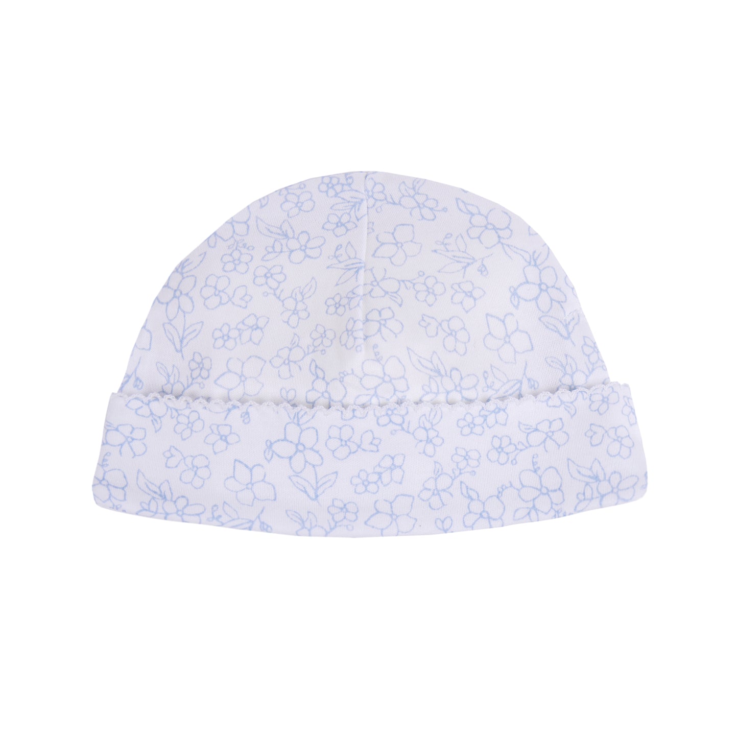 Warmi Gorro Picueta Blanco Flores Aqua Azules