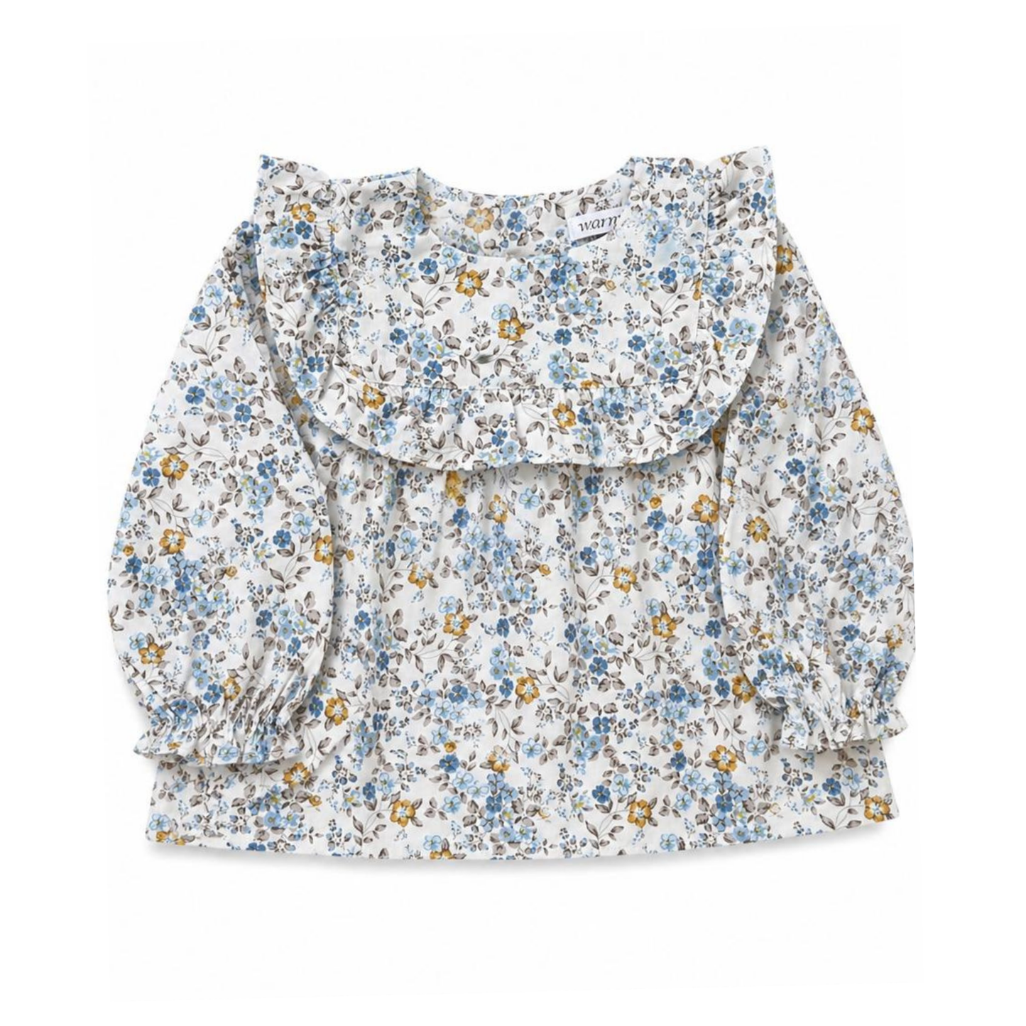 Warmi Blusa Martina Flores Celeste y Cocoa