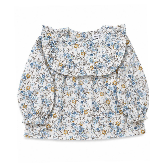 Warmi Blusa Martina Flores Celeste y Cocoa