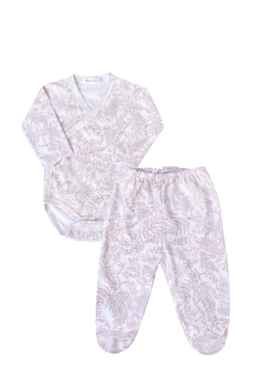 Set bodie + pantalón flores malva