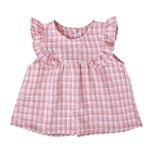 Blusa celeste cuadrille palo rosa