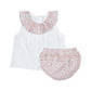 Blusa cata con cubrepañal flores rosa