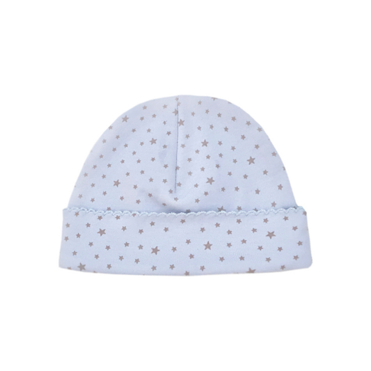 Warmi Gorro Picueta Celeste Estrellas Beige