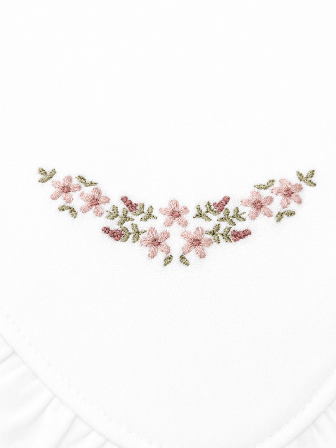 Warmi Manta 80*80 Blanca Con Bobo Bordado Flores